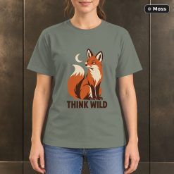 Think Wild Fox T-Shirt, Minimalist Woodland Animal Graphic 8