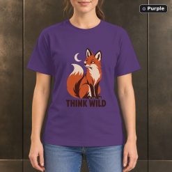 Think Wild Fox T-Shirt, Minimalist Woodland Animal Graphic 10