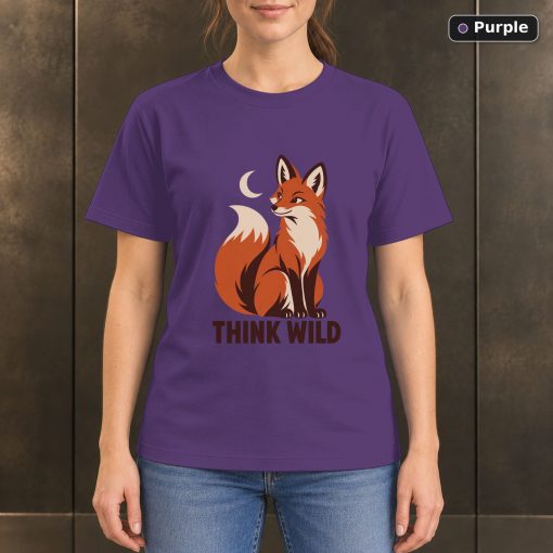 Think Wild Fox T-Shirt, Minimalist Woodland Animal Graphic 5