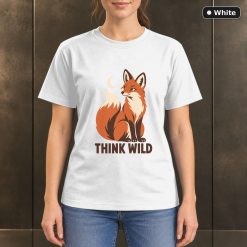 Think Wild Fox T-Shirt, Minimalist Woodland Animal Graphic 11