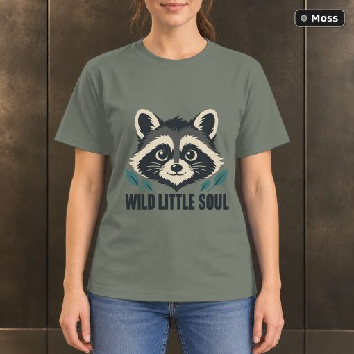 Wild Little Soul Raccoon T-Shirt, Minimalist Woodland Graphic 3