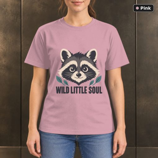 Wild Little Soul Raccoon T-Shirt, Minimalist Woodland Graphic 4